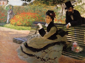  garden Oil Painting - The Beach aka Camille Monet on a Garden Bench Claude Monet